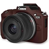 Rieibi EOSR50 EOS R50 Case, Soft Silicone Protective Case for Canon EOS R50 EOSR50 Vlogging Camera, Lightweight EOS R50 Camera Case Grip Cover Body Skin - Coffee