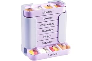 7 Day Stackable Pill Organizer, 4 Times A Day Pill Box - Large Capacity Weekly Medicine Organizer with 28-Slot, Detachable & 