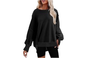 KICILVS Oversized Sweatshirt for Women Crewneck Long Sleeve Tops Casual Slit Slouchy Pullover Fall Clothes 2023 Trendy