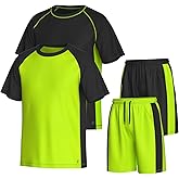 Essenclo Men’s Gym Clothes Set - 4-Pcs Athletic Outfits w/ 2 Workout Shirts & 2 Shorts - Lightweight, Quick-Dry, Breathable