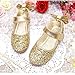 YING LAN Girl Round-Toe Sparkle Bowknot Ballet Ballerina Flat Shoes Gold