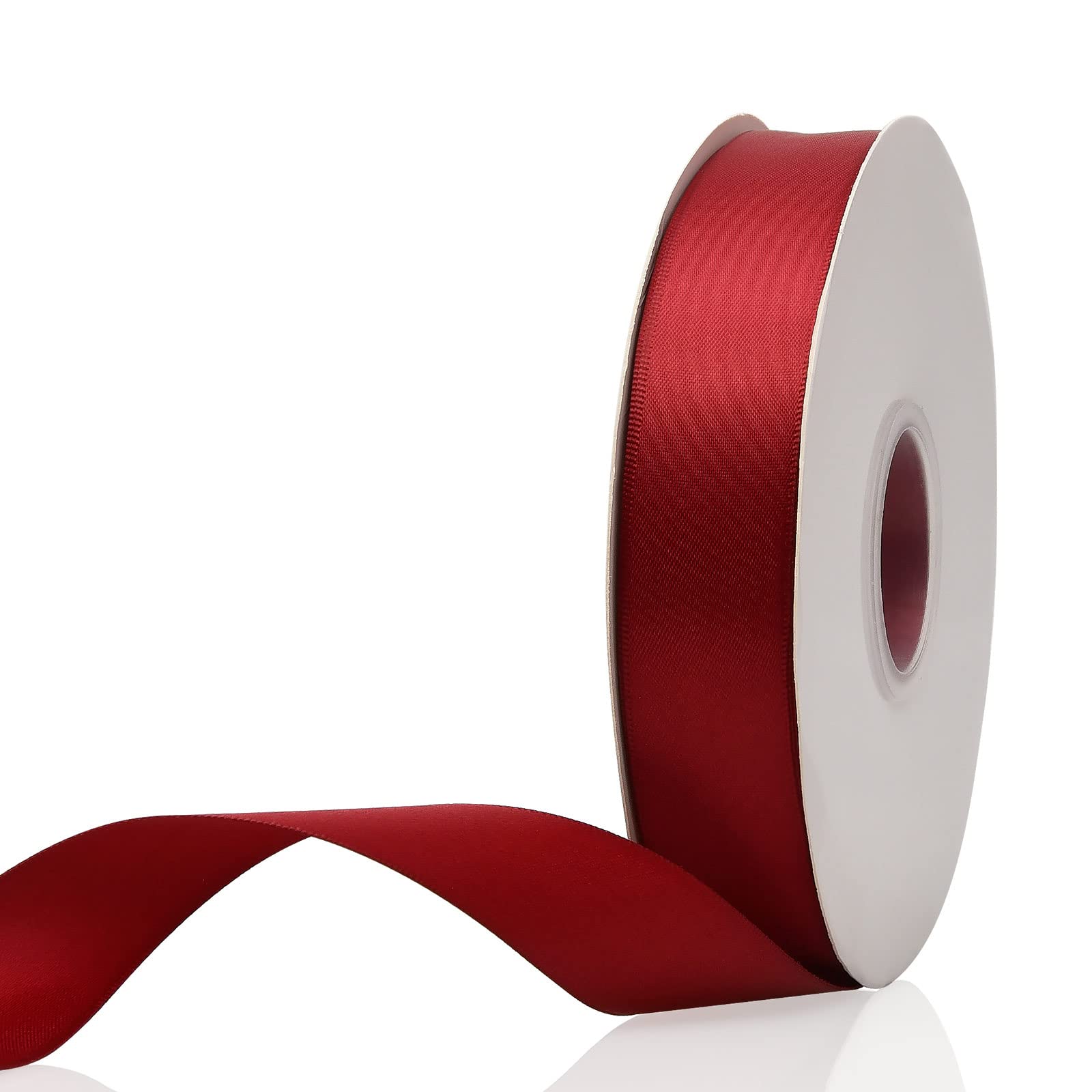 Photo 1 of 1" x 50 Yards Burgundy/Wine Red Double Faced Satin Ribbon,Solid Color High Density Fabric Ribbon Rolls,Great for Gift Wrapping,Sewing,Crafts,DIY Bows and Christmas,Wedding,Party Decoration