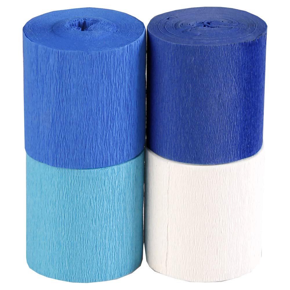Clairefontaine 914292C Pack of 4 Strips Fireproof Crepe Paper Non-flammable Format (w)5cm x (l)10m Adult Children's Creative DIY Decoration Blue Ast 4 colours