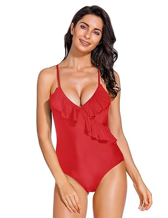 FeelinGirl Damen Sommer Badeanzug Tankini Monokini Nechholder Beachwear Rückenfrei Bikini Strandmode Bademode Einteiler Swimsuit Schlank und Elegant