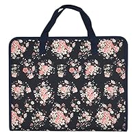 Ozzptuu Floral Printed Canvas A4 Size 13 Pockets Expandable File Folder Accordion Document Organizer with Portable Handle