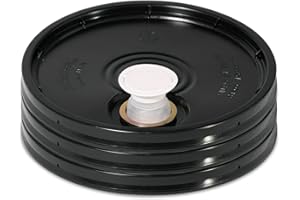 MERANTI HOME + GARDEN Meranti 5 Gallon Pail Lid with Pour Spout and Gasket | fits 3.5, 5, 6, 7 gallon buckets (3 Pack, Black)