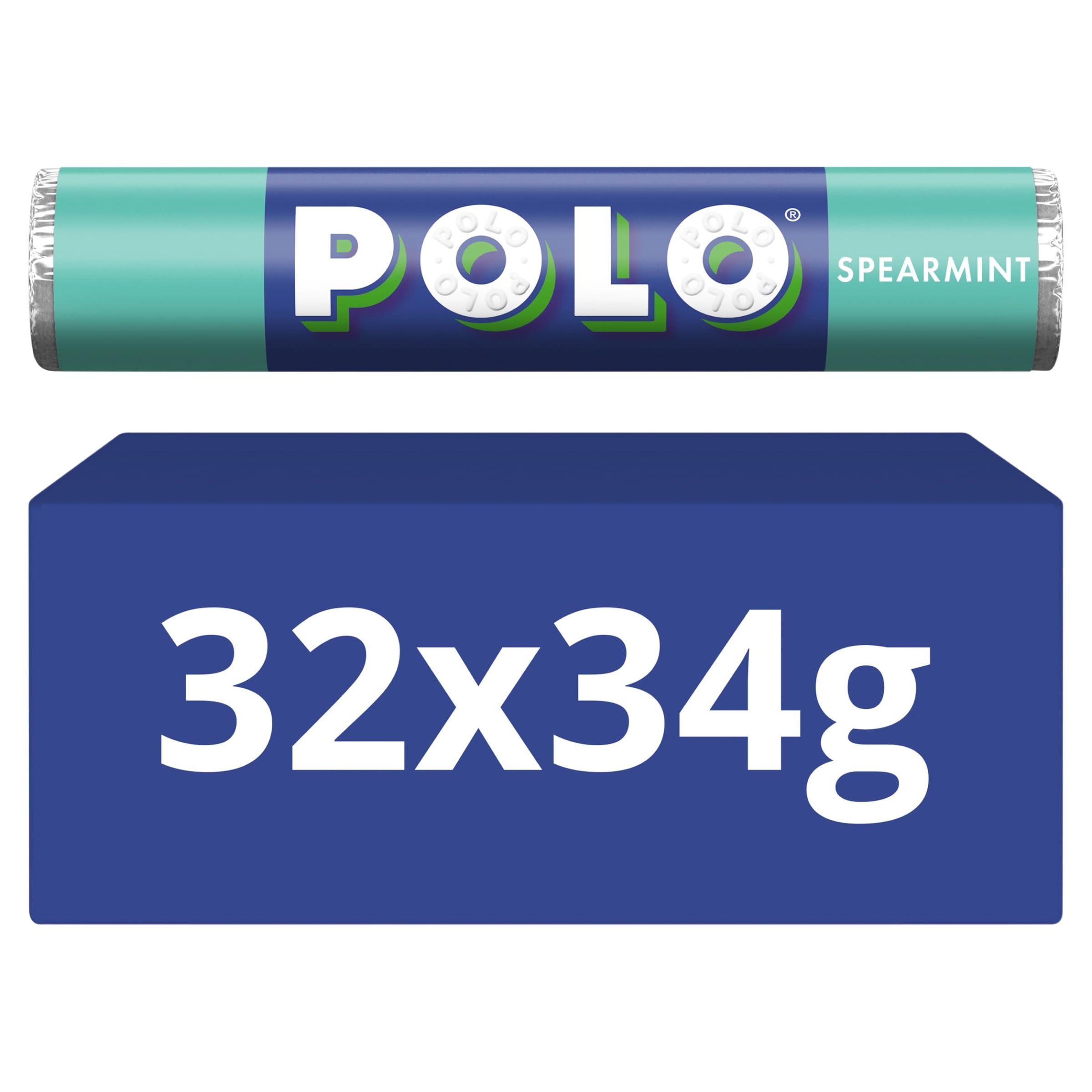 Polo Spearmint Mints Tubes, 32 x 34 g