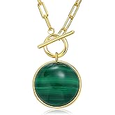 AIBAO Natural Turquoise/Coral/Lapis Lazuli/Malachite Necklaces for Women Sterling Silver Gemstone Toggle Necklace Western Boho Jewelry