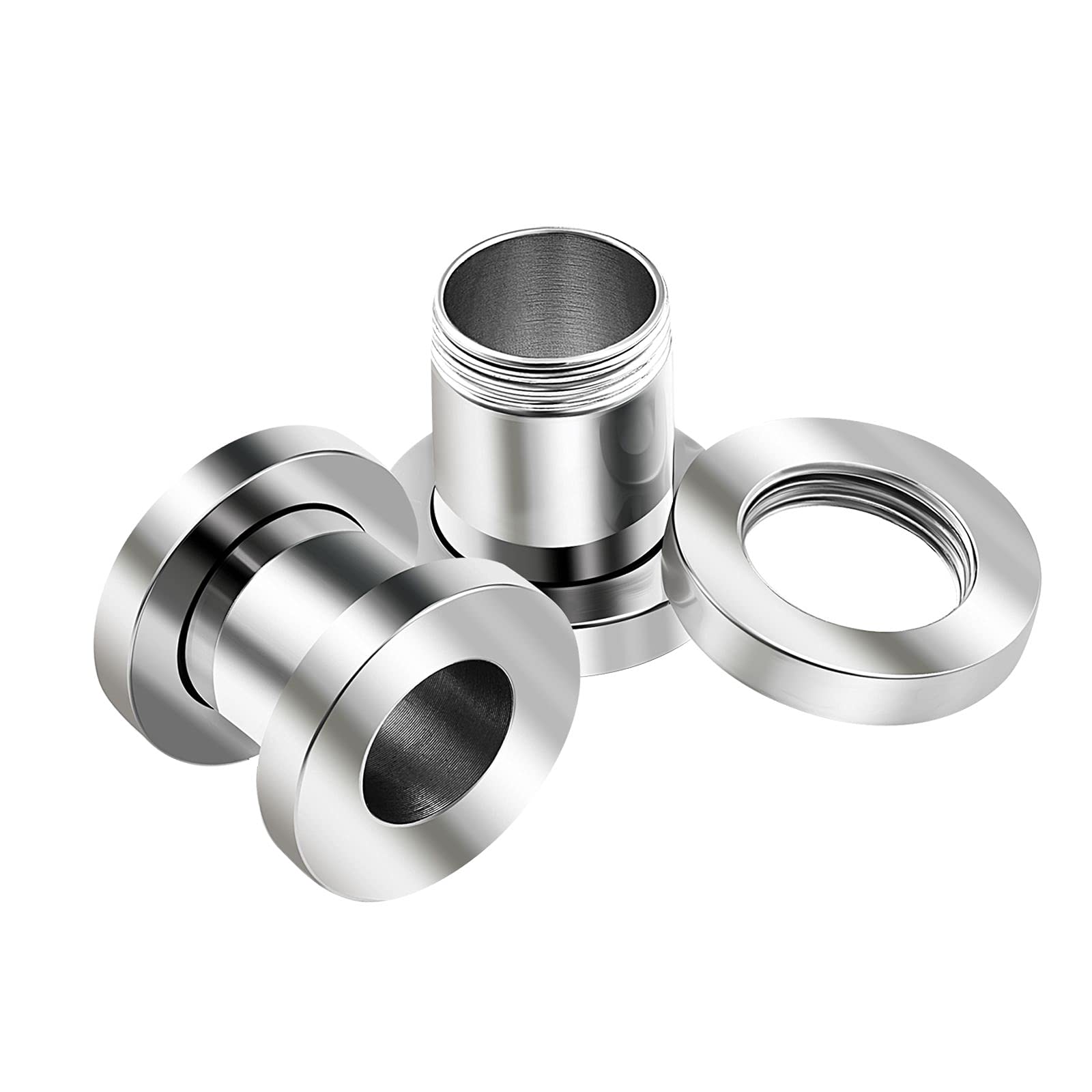 KJM FASHION 2PCS Stainless Steel 2g 7mm Flesh Screw Stretcher Ear Tunnel Gauge Plug Earring Lobe Piercing Jewellery 1860