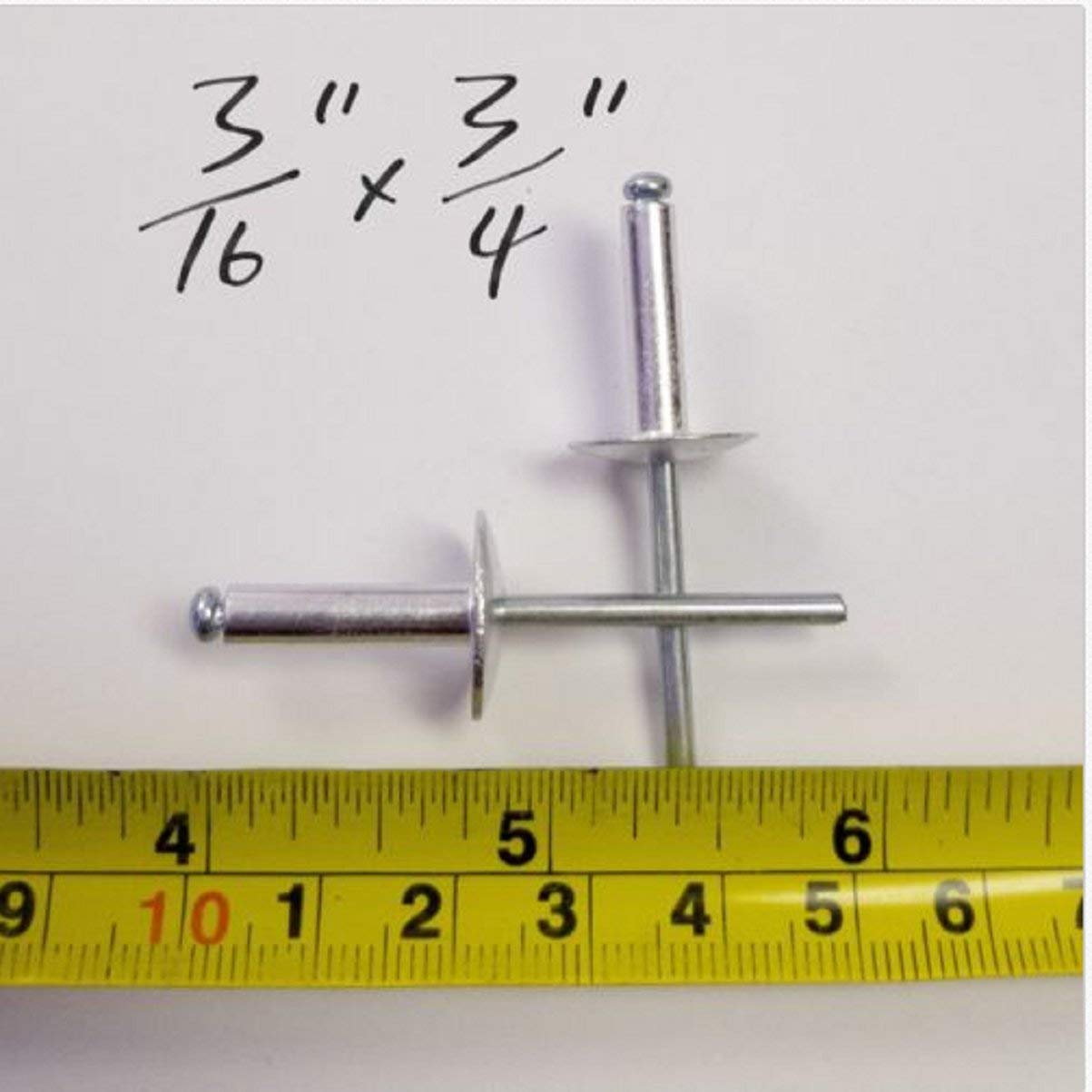 POP RIVETS LARGE FLANGE 100 PC 3/16 x 3/4 ALUMINUM HEAD STEEL MANDREL RIVET