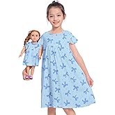 ICOSY Matching Doll & Girls Nightgowns Clothes Girls Pajamas Sleepwear Outfit for Kids and 18" Girl Doll
