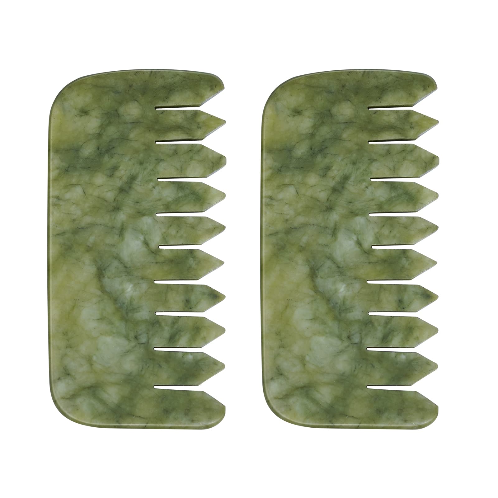 ideayard Jade Comb Body and Scalp Gua Sha Massage Beauty Tool 2 Pcs - Boost Lymphatic Drainage, Promote Healthy Hair Growth