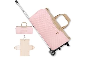 LEMOHOME Rolling Garment Bags for Travel,Carry On Duffel Bag for Suit and Long Dress,Halfday Garment Bag with Wheels,Shoulder Strap and Shoes Compartment,Convertible Weekender Suitcase for Women (Pink)
