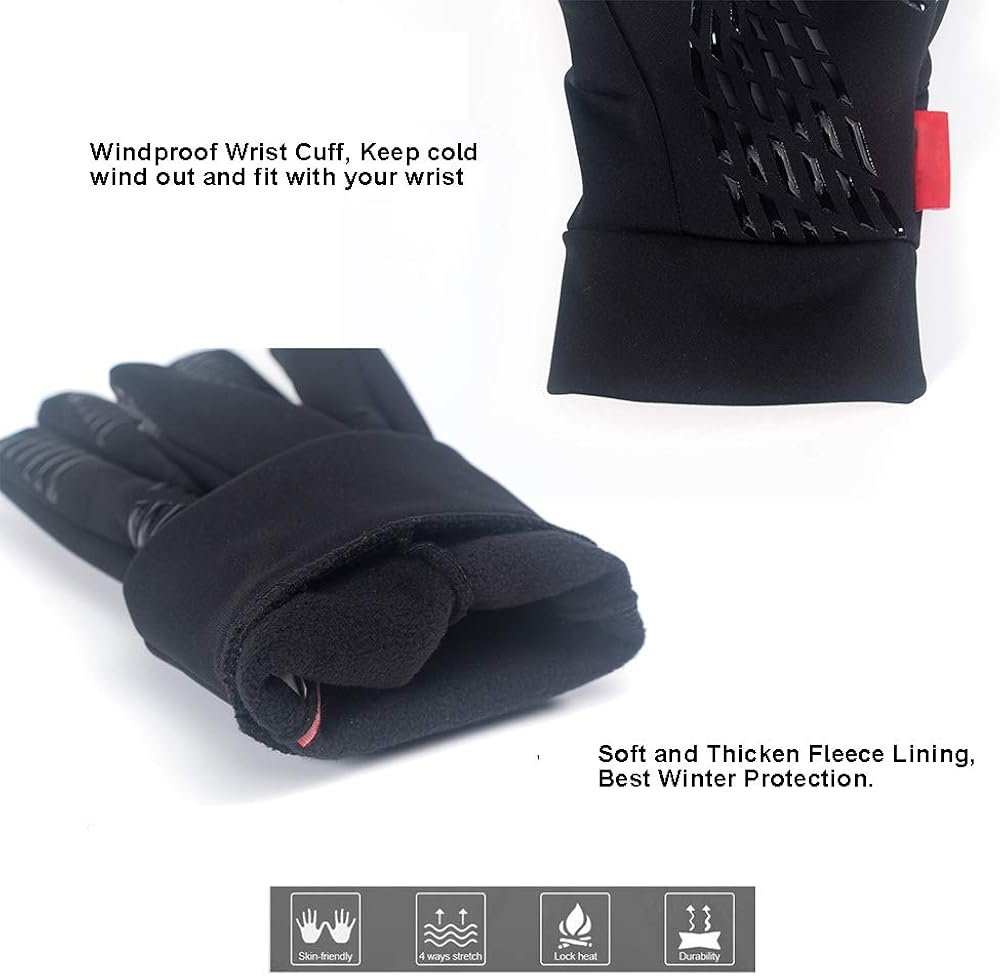 VEBE Lightweight Winter Gloves Touch Screen Cold Weather Running Gloves Waterproof & Windproof Driving Biking Cycling Workout Gloves for Men & Women : Clothing