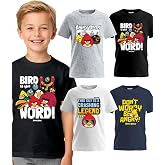 Boys Graphic T Shirts 4 Pack &ndash; Kids Cotton Tees, Angry Birds Licensed Cartoon Shirts, Short Sleeve S&ndash;XL