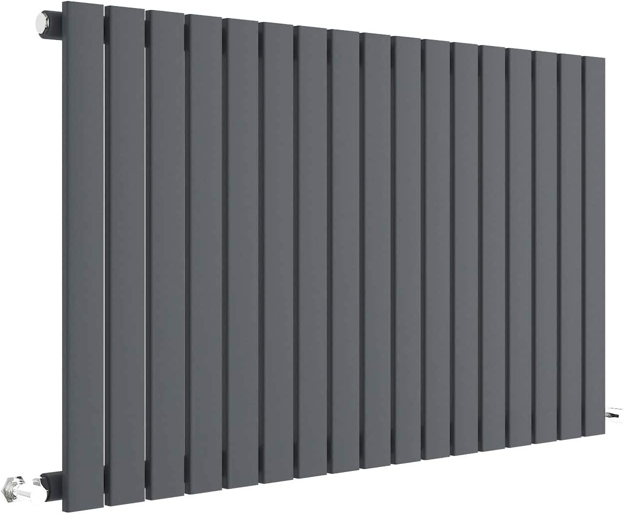 Nuie HLA56 Sloane Modern Home Wall Mount Designer Horizontal Single Panel Radiator, 600mm x 992mm x 53mm, Anthracite