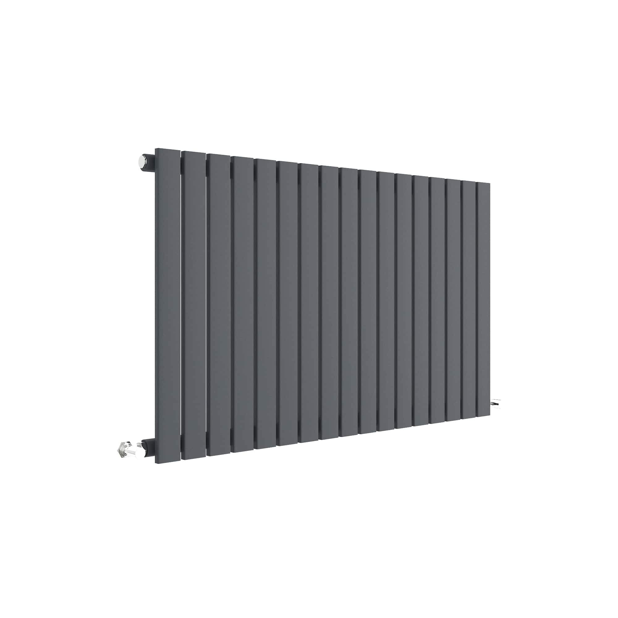 Nuie HLA56 Sloane Modern Home Wall Mount Designer Horizontal Single Panel Radiator, 600mm x 992mm x 53mm, Anthracite