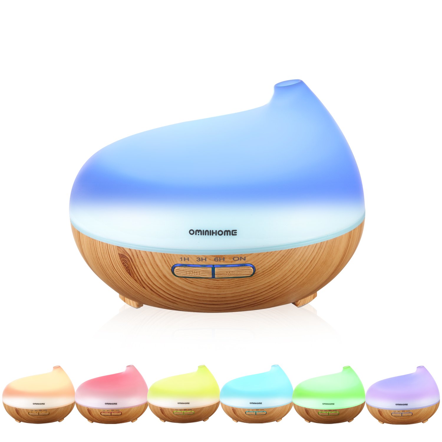 Ominihome Essential Oil Diffuser - 300ml Cool Mist Ultrasonic Wood Grain Humidifier - Whisper Quiet, Graduation Gift