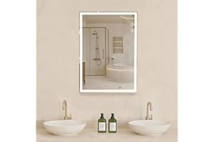 VEVOR Lighted Medicine Cabinet with Mirror, 20 x 28 in Recessed or Wall Mount, 3 Color Dimmable LED Bathroom Medicine Cabinet