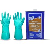 Premium Odorless Mineral Spirits Klean Strip Low Odor Mineral Spirit for Thinning Oil-Based Paints, Cleaning &amp; Degreasing with Protective Omni Depot Gloves 1 Quart