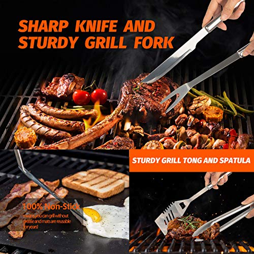 EIGNO BBQ Grilling Accessories 27-Piece Accessories Set，Professional Grade Stainless Steel Grill Kit with Meat Thermometer and Injector,Perfect BBQ Grilling Tools for All Your Grilling Needs