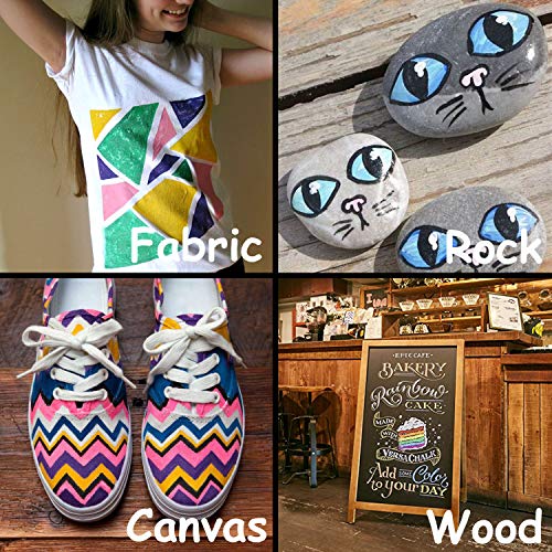 Acrylic Paint Pens, Fabric Paint Markers Kids Art Craft Supplies Rock Painting Kit for Glass Rock Ceramic Metallic Wood Leather Chalkboard Permanent Marker Painting Supplies Water Based 14 Colors Set - Thumbnail 3