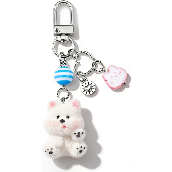 Nalefow Cute Dog Keychain - Fuzzy Plush Puppy Bag Charm In Pink & Yellow, Y2K Aesthetic Accessory