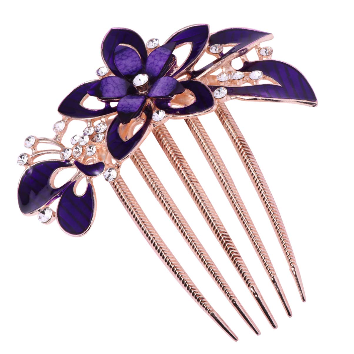 OSALADI Crystal Bride Wedding Hair Comb, Purple Flower Bridal Hair Comb Rhinestone Crystal Clip Bridal Hair Accessories for Women Ladies Wedding