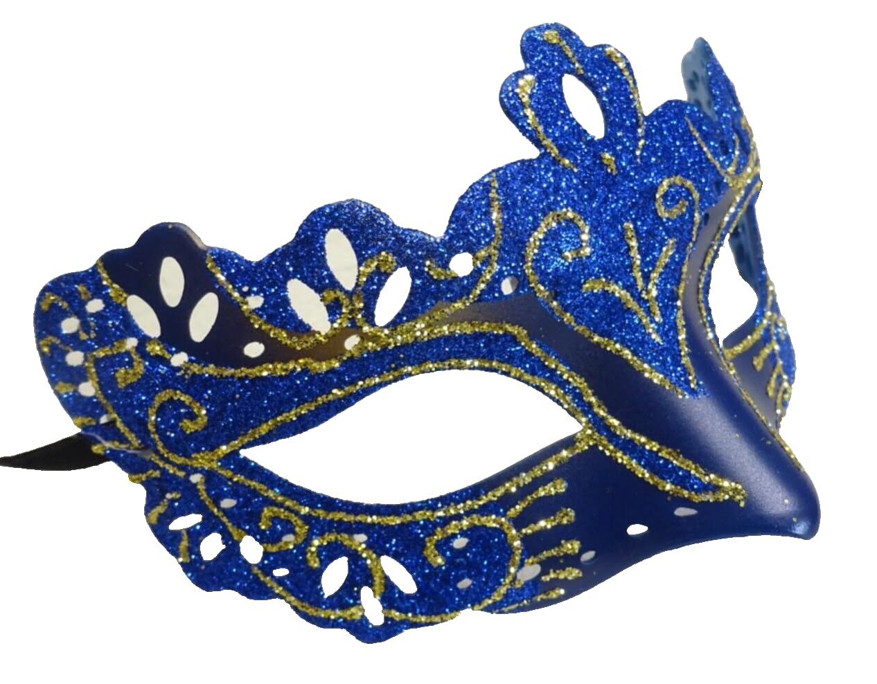 The Good Life LADIES SPARKLING BLUE AND GOLD RIALTO VENETIAN MASQUERADE CARNIVAL HALLOWEEN MASKED BALL PARTY EYE MASK RIBBON TIES