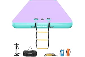 FBSPORT Inflatable Floating Dock, 6/8/10FT Air Dock Platform Floating Island Raft Multi-Person Swim Water Mat with Rope Ladde