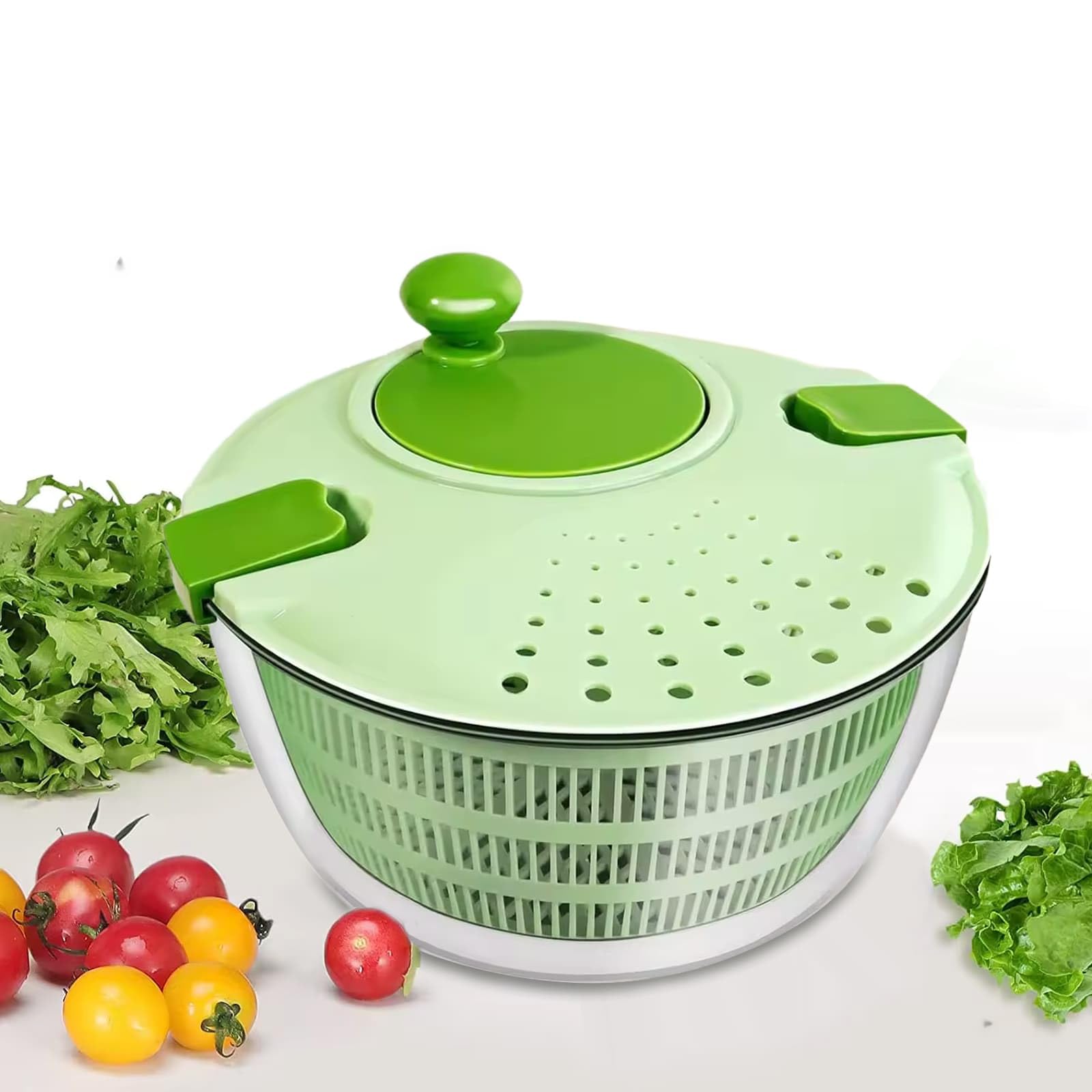Salad Spinner, Salad Washer and Spinner, 4L Vegetable Dryer PP Salad Spinner, Multifunction Salad Drainer Bowl, Manual Lettuce Spinner & Fruits Vegetable Washer Dryer