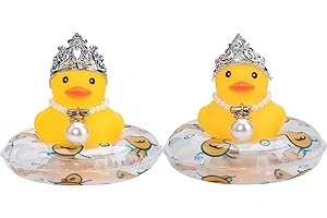 wonuu Car Rubber Duck 2Pcs Duck Car Decoration Dashboard Car Ornament for Car Dashboard Decoration Accessories with Mini Swim Ring Sun Hat Necklace Sunglasses