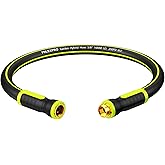 Garden Hose 3FT - PHLEX PRO Water Hose Heavy Duty Premium 5/8'' Rubber 3-Layer, Innovation Flexible Hybrid Lightweight Water Hose, Full Brass Male to Female Fittings