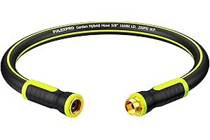 Garden Hose 3FT - PHLEX PRO Water Hose Heavy Duty Premium 5/8'' Rubber 3-Layer, Innovation Flexible Hybrid Lightweight Water Hose, Full Brass Male to Female Fittings