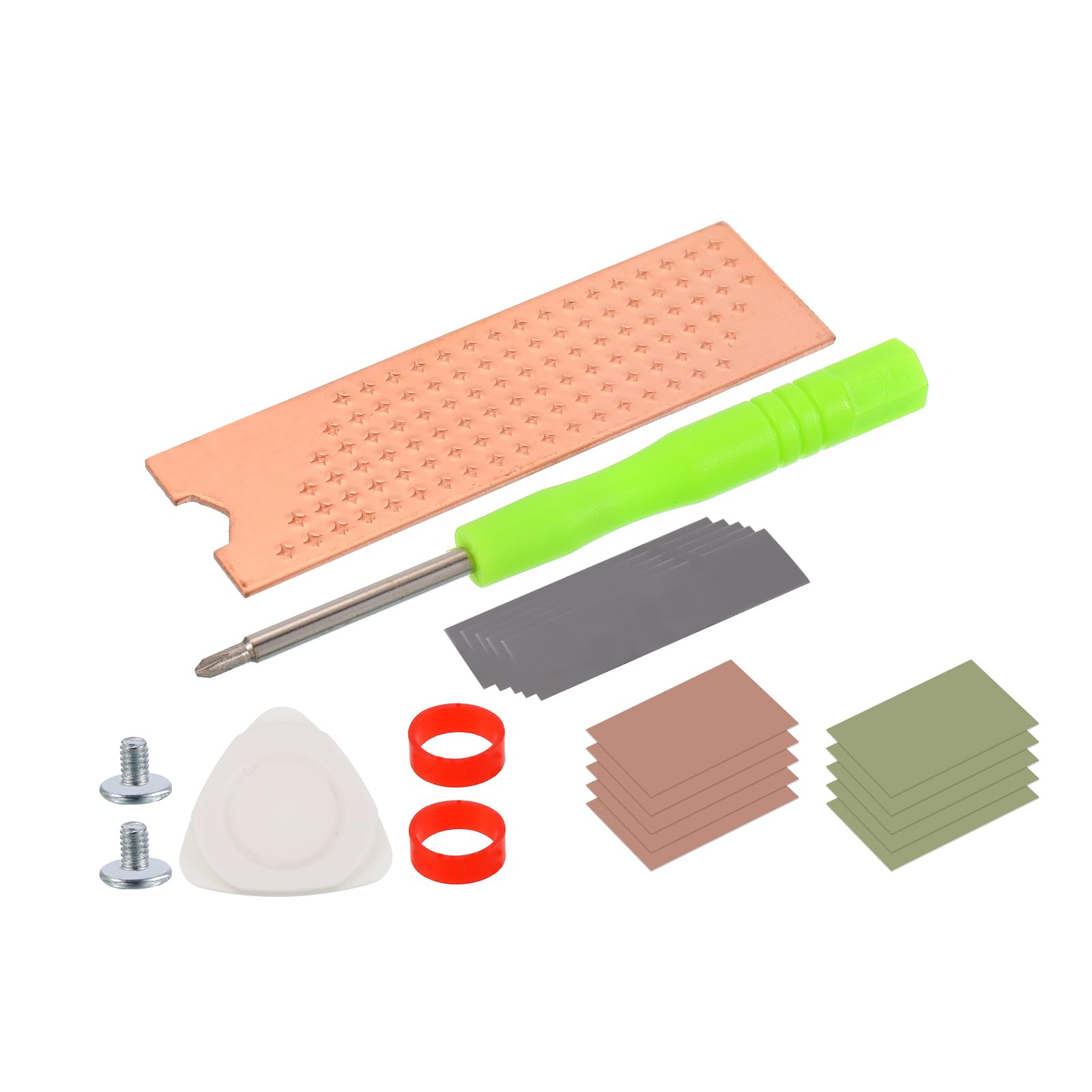 uxcell 1 Pack M.2 2280 NVME SSD Heatsink Cooler Copper Heat Sink with Silicone Thermal Pads,Triangle Pry Tool,Screwdriver,Screws,Silicone Ring Band,74x22x1mm