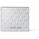 Michael Kors Men's Hudson Billfold Wallet with Passcase, Optic White Signature