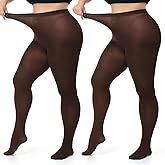 beister Plus Size Tights for Women, 2 Pairs 70D Opaque High Waist Pantyhose, Solid Color Soft Stockings Women