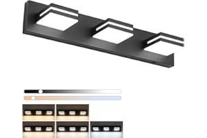 SineRise LED Modern Bathroom Vanity Light Fixtures (3-Light, 24-Inch)(5CCT, Dimmable), Matte Black Modern Acrylic Bathroom Wall Lighting Fixtures Over Mirror (3000K/3500K/4000K/5000K/6000K)