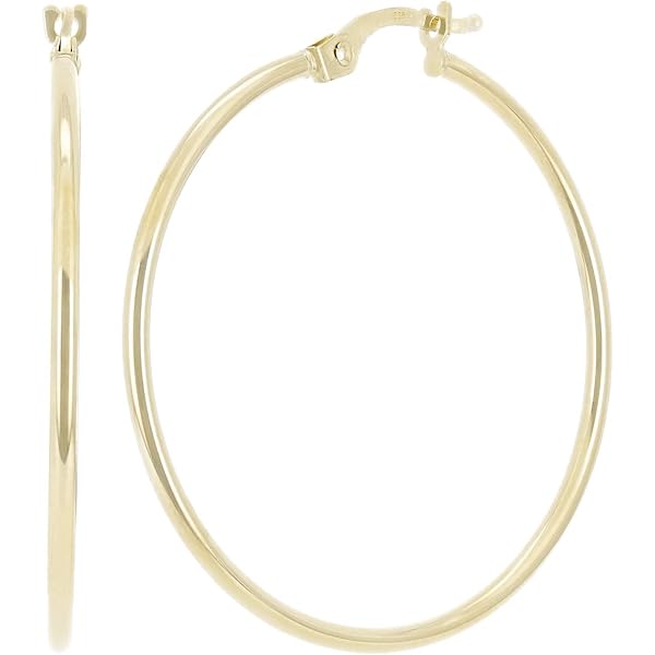 Amazon.com: Solid 14K Yellow Gold 4mm Latch Back Tube Hoop
