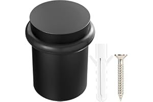 NYCO ARCHITECTURAL HARDWARE NYCO - Floor Door Stopper Chrome Door Stop - Classy Solid Steel Modern Heavy Duty Door Stoppers - Floor Mount Anchor Screw - Wall Protector for Commercial Door (1.5 Inch Black Finish)