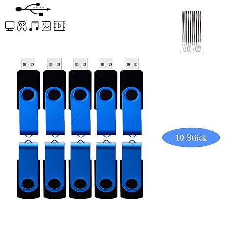 USB-Sticks HOFOUND 10 Stück 8GB Speicherstick Faltbar USB 2.0 Flash Drive Memory Stick Data Datenspeicher, 10pcs Blau