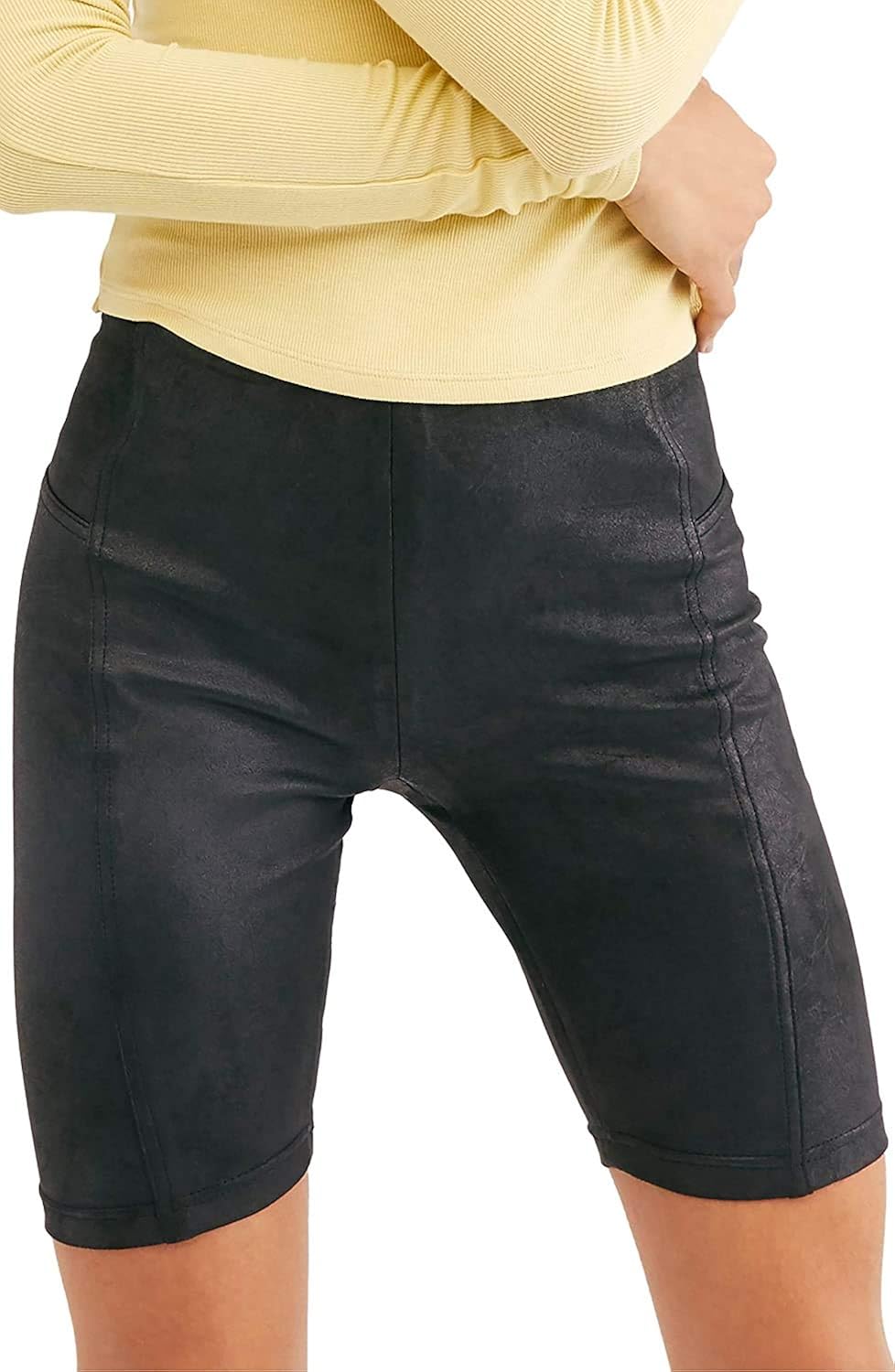 black denim bike shorts