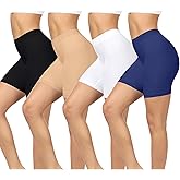 BESTENA 4 Pack Slip Shorts for Under Dress Seamless Smooth Boyshorts Panties Boxer Briefs for Women