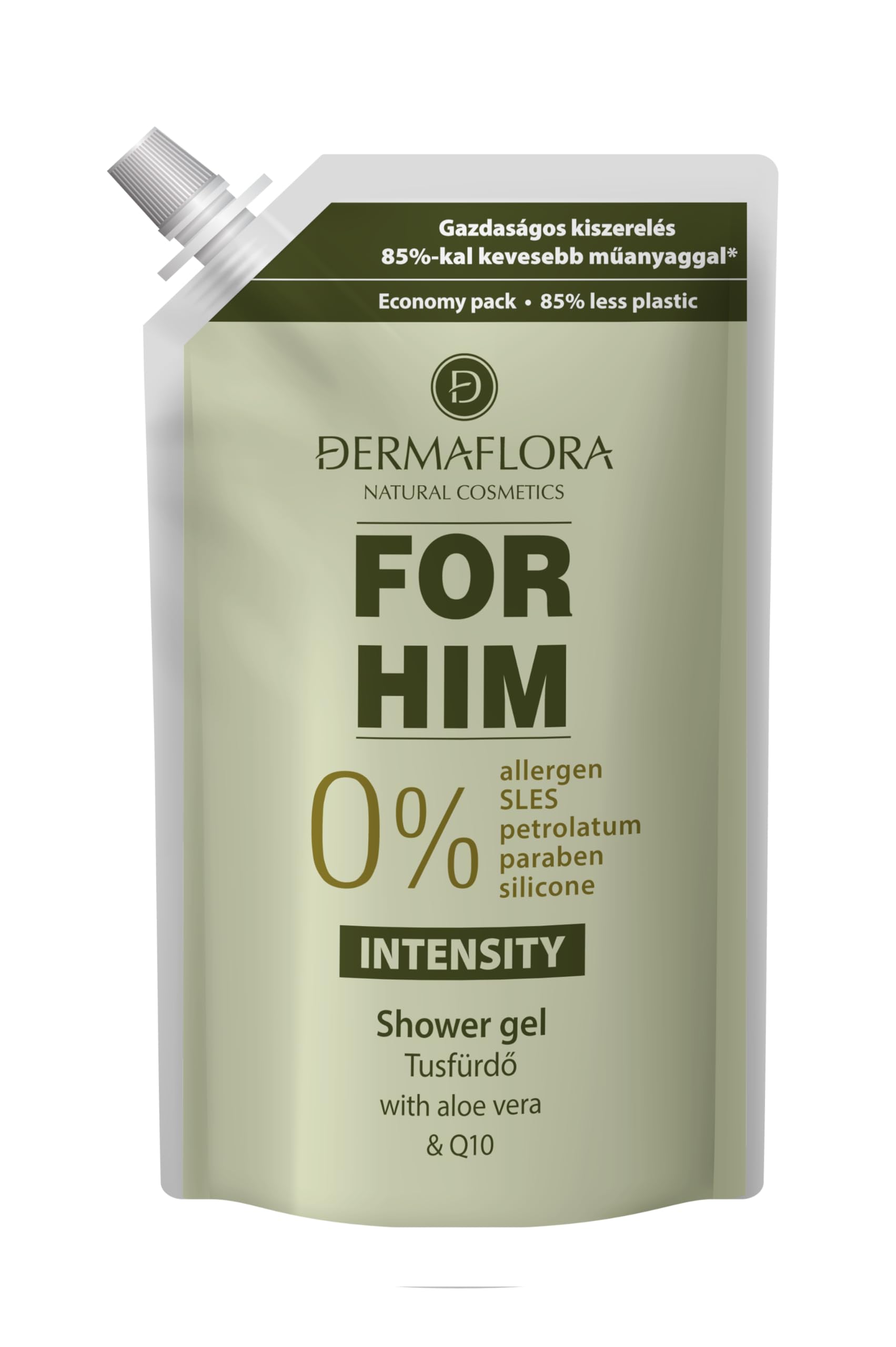 Dermaflora For Him Intensity Shower Gel Refill – 500ml | Energizing & Refreshing Body Wash for Men | Long-Lasting Fragrance | Moisturizing, Vegan, Cruelty-Free, Eco-Friendly Refill Pack