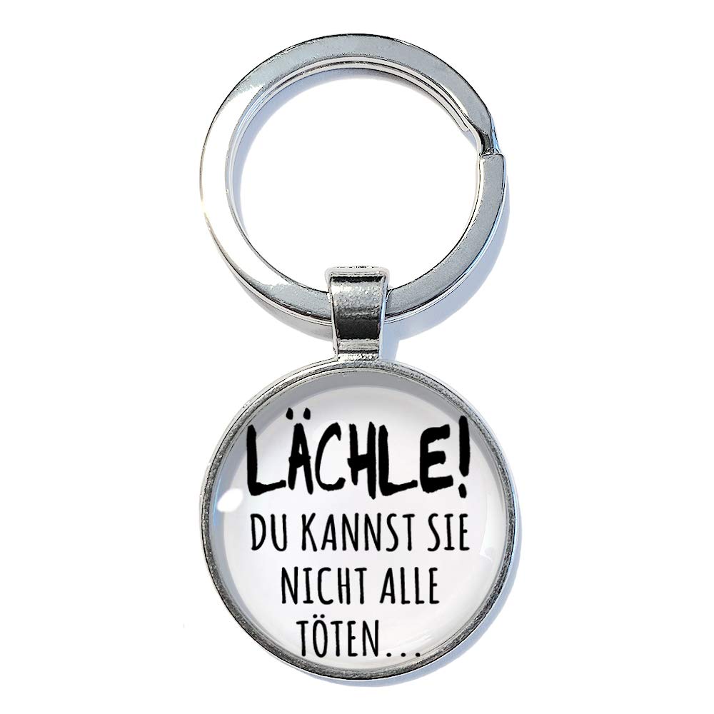 Lachle Du Kannst Sie Nicht Alle Toten Abouki Geschenk Idee Geburtstag Weihnachten Frau Mann Freund Freundin Taschenanhanger Handgefertigt Schlusselanhanger 25mm Amazon De Handmade