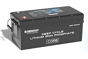 Renogy 12V 200Ah Lithium LiFePO4 Deep Cycle Battery, 5000+Deep Cycles, 200A BMS, Backup Power for Trolling motor, Cabin,Marine, Off-Grid Home Energy Storage