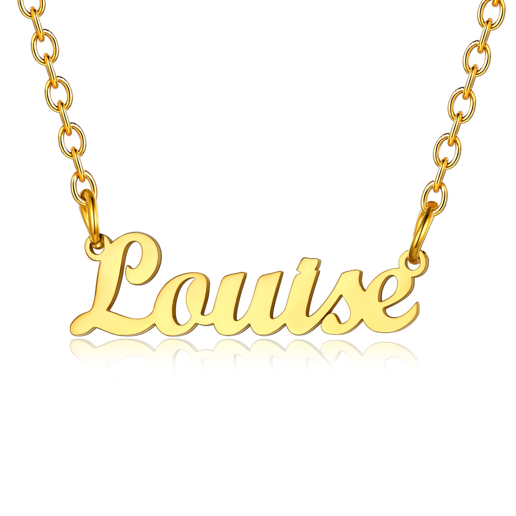 U7 Louise Gold Name Pendant Necklace Custom Womens Jewellery Necklaces