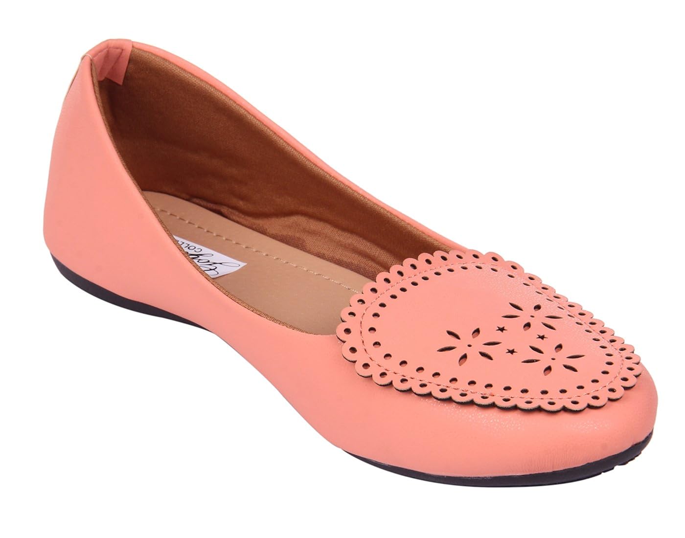 goyal peach cutwork loafer bellies