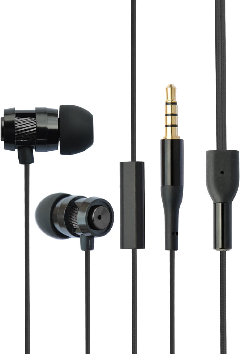 Toptele 3.5 Mm Stereo Audio Jack Metral Headphones with Mic Universial for Cell Phones Iphone4 4s 5 5s Samsung Htc (Black)