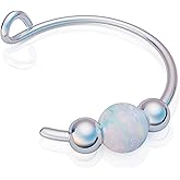 Jolliz opal faux Nose Ring - 20 Gauge 925 sterling silver faux opal Nose Piercing hoop